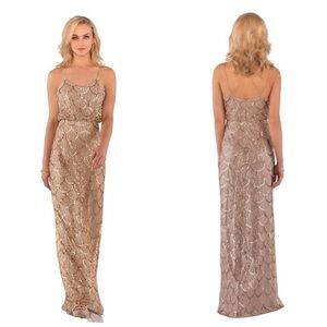 Sorella Vita Champagne Full Floor Length Gold Prom Evening Dress Bridesmaid Gown